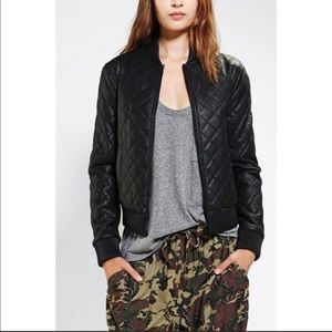Silence + Noise Midnight Quilted Bomber Jacket